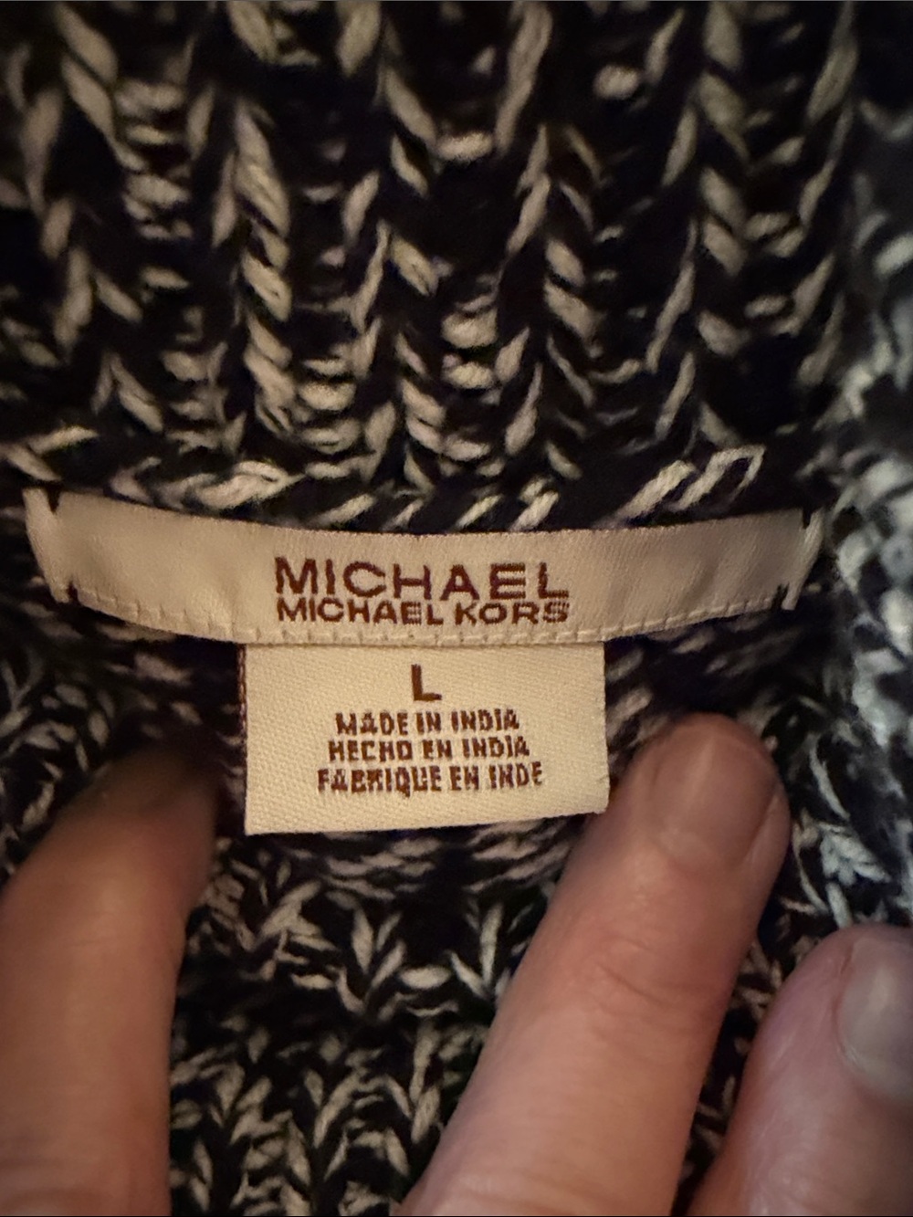 Michael Kors Black & White Marled Knit Sleeveless Turtleneck Sweater - Picture 2 of 4